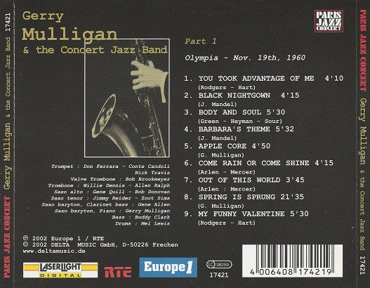 Gerry Mulligan & The Concert Jazz Band : Olympia - Nov. 19th, 1960 (2xCD, Album, RE)