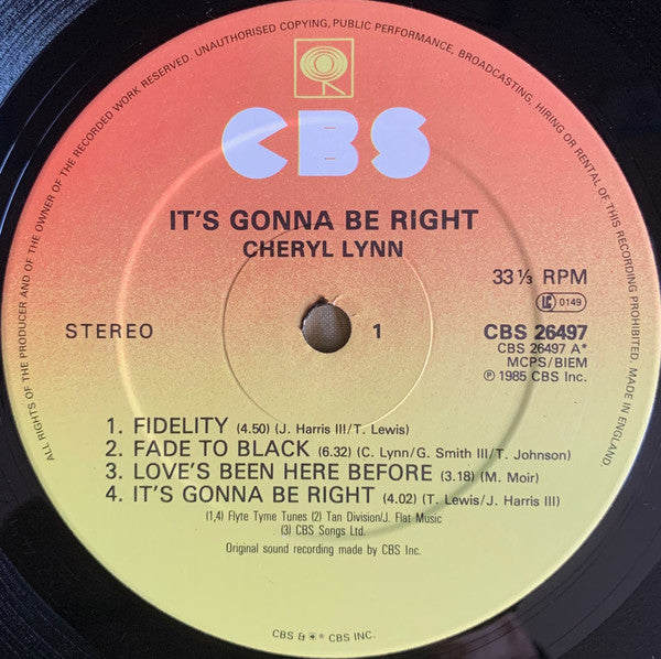 Cheryl Lynn : It's Gonna Be Right (LP, Album)