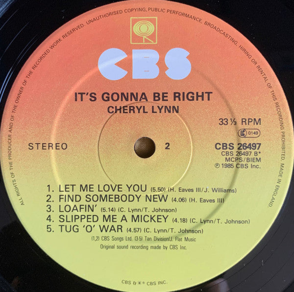 Cheryl Lynn : It's Gonna Be Right (LP, Album)
