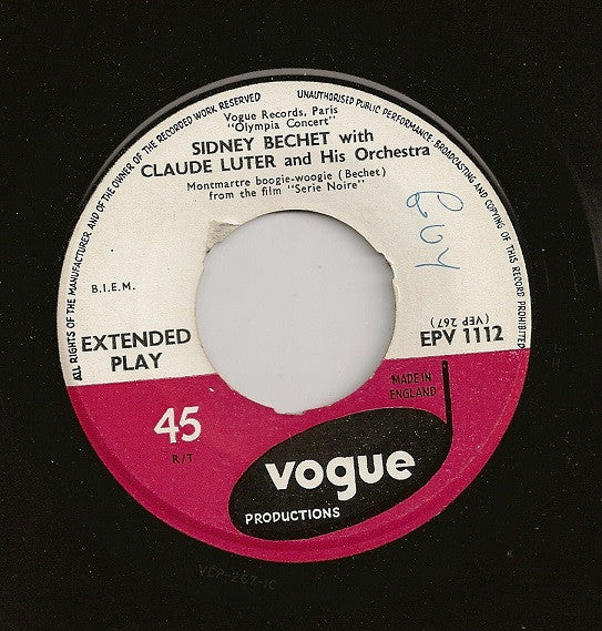 Sidney Bechet With Claude Luter Et Son Orchestre : Olympia Concert (7", EP)