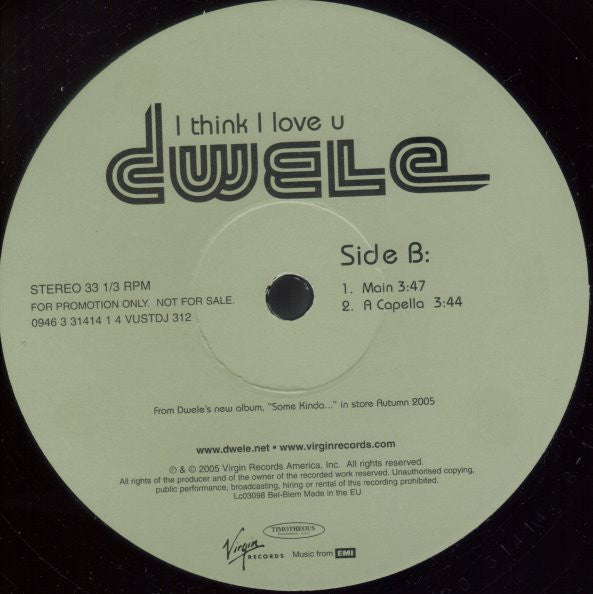 Dwele : I Think I Love U (12", Promo)