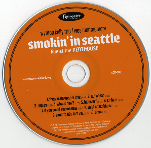 Wynton Kelly Trio, Wes Montgomery : Smokin' In Seattle Live At The Penthouse (CD, Album, Dig)