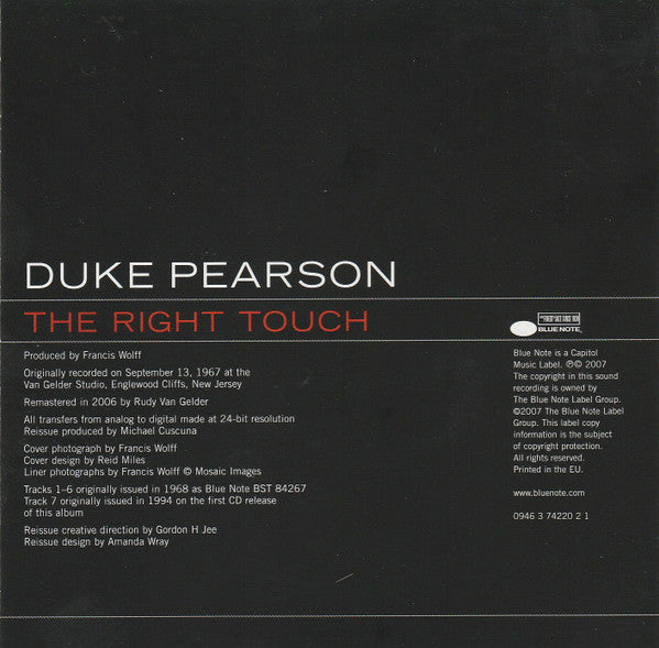 Duke Pearson : The Right Touch (CD, Album, RE, RM)
