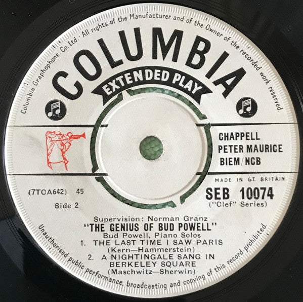 Bud Powell : The Genius Of Bud Powell (7", EP)