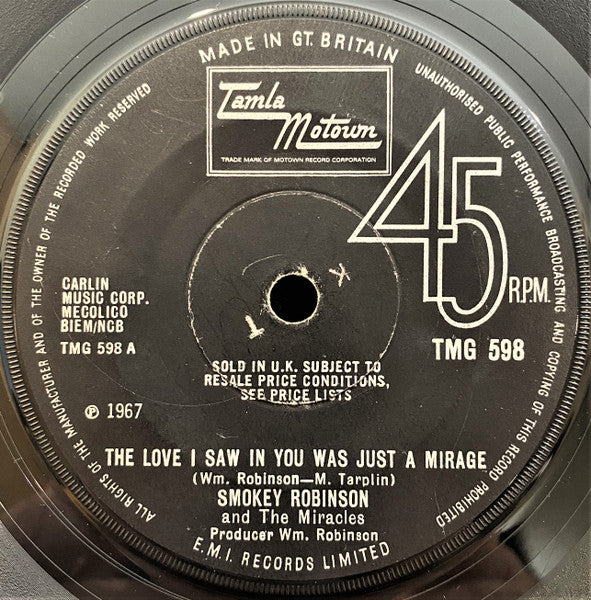 The Miracles : The Love I Saw In You Was Just A Mirage (7", Single, Mono, Sol)
