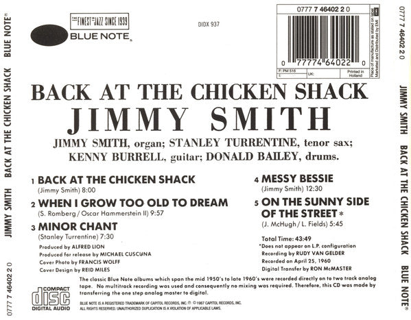 Jimmy Smith : Back At The Chicken Shack (CD, Album, RE)