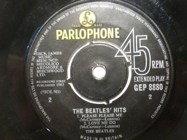 The Beatles : The Beatles' Hits (7", EP, Mono)