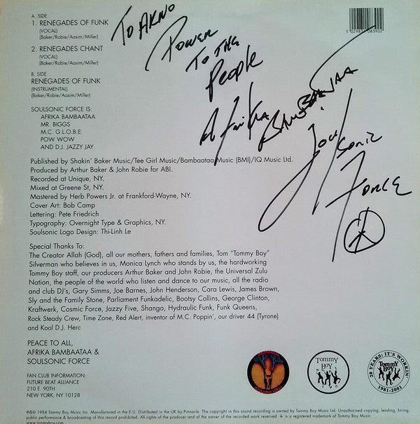 Afrika Bambaataa And Soulsonic Force* : Renegades Of Funk (12", RE)