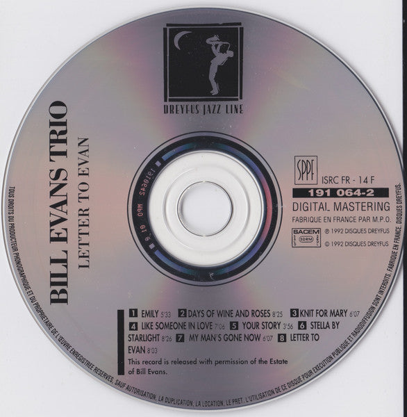 The Bill Evans Trio : Letter To Evan (CD, Album)