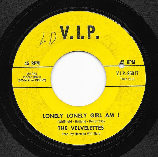 The Velvelettes : Lonely Lonely Girl Am I / I'm The Exception To The Rule (7", Single, Styrene)