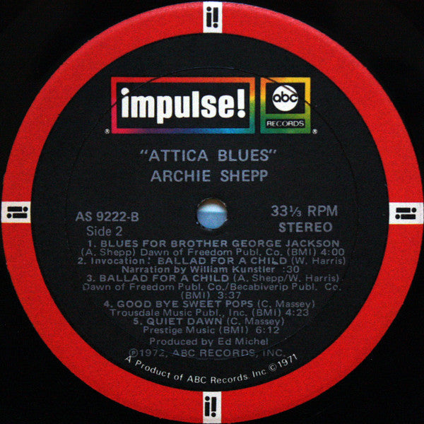 Archie Shepp : Attica Blues (LP, Album, Gat)