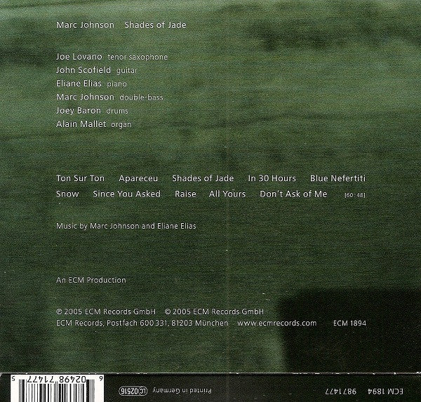 Marc Johnson (2) : Shades Of Jade (CD, Album)