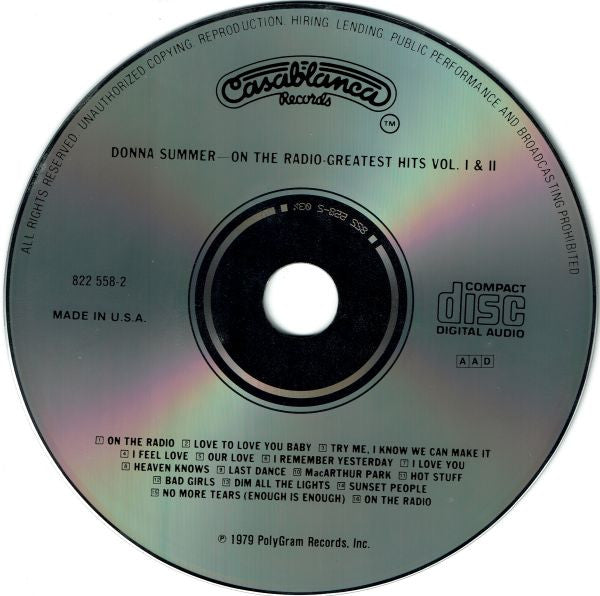 Donna Summer : On The Radio - Greatest Hits Volumes I & II (CD, Comp, P/Mixed, RE)