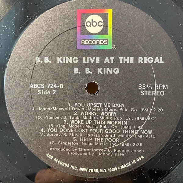 B.B. King : Live At The Regal (LP, Album, RE)