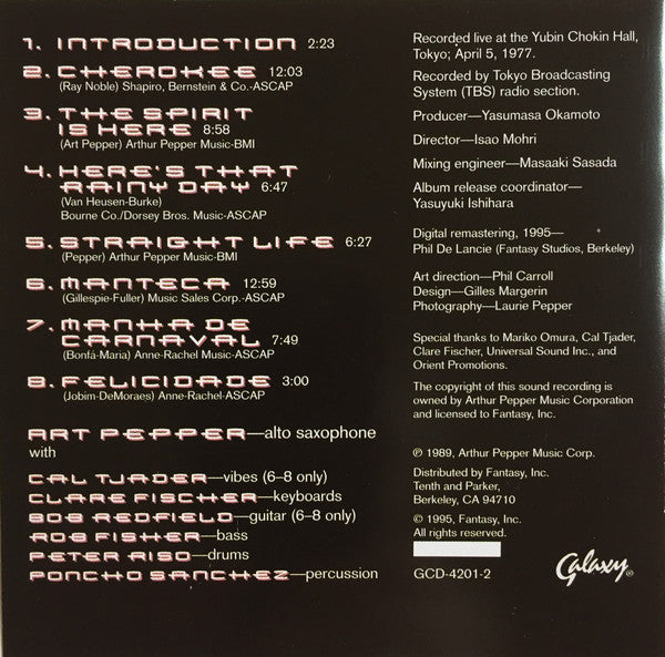 Art Pepper : Tokyo Debut (CD, Album, RE, RM)
