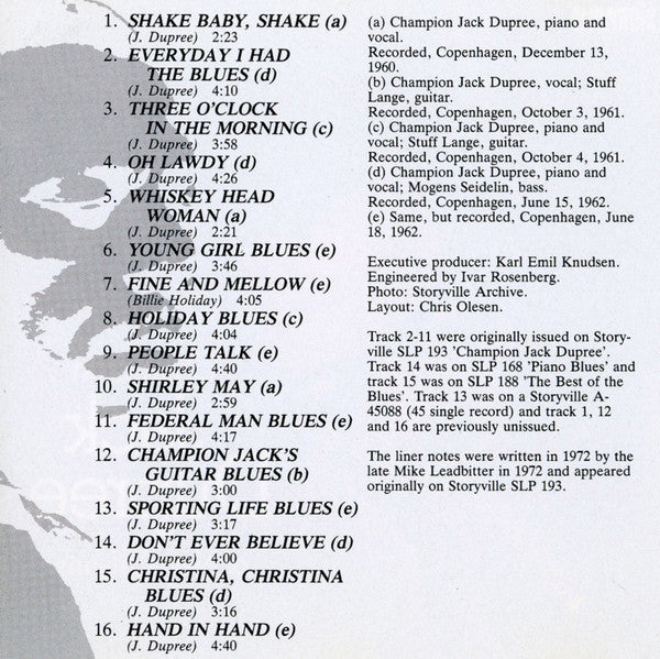 Champion Jack Dupree : Champion Jack Dupree Of New Orleans (CD, Album, Comp, Mono)