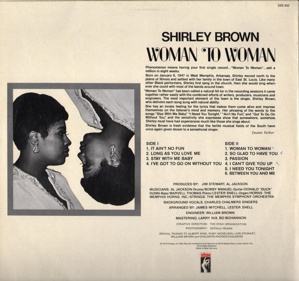 Shirley Brown : Woman To Woman (LP, Album, RE)