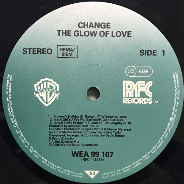 Change : The Glow Of Love (LP, Album, RE)