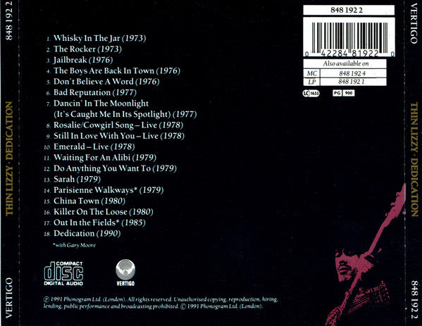 Thin Lizzy : Dedication: The Very Best Of Thin Lizzy (CD, Comp)