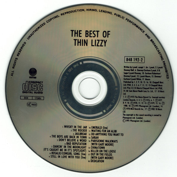 Thin Lizzy : Dedication: The Very Best Of Thin Lizzy (CD, Comp)