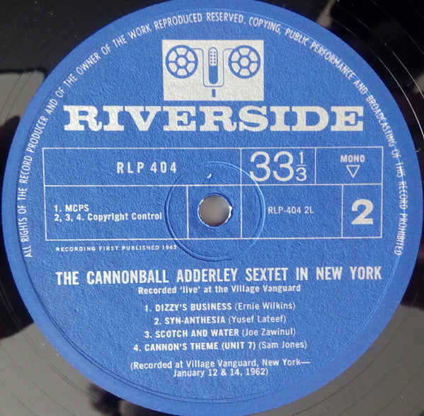 The Cannonball Adderley Sextet* : In New York (LP, Album, Mono)