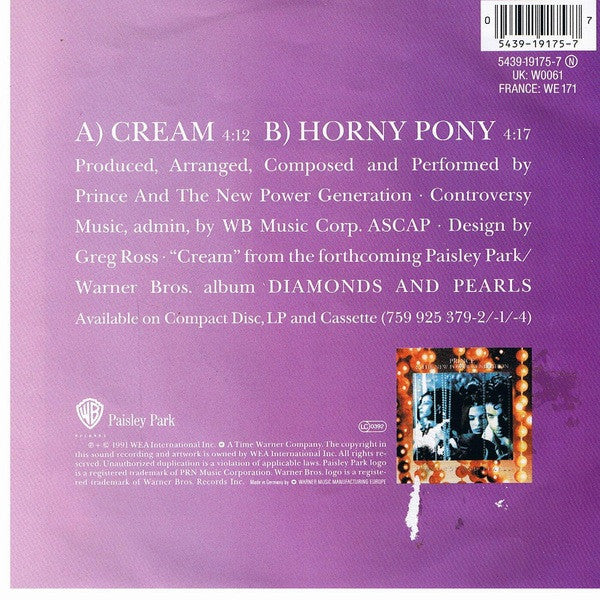 Prince And The New Power Generation : Cream (7", Single, Sma)