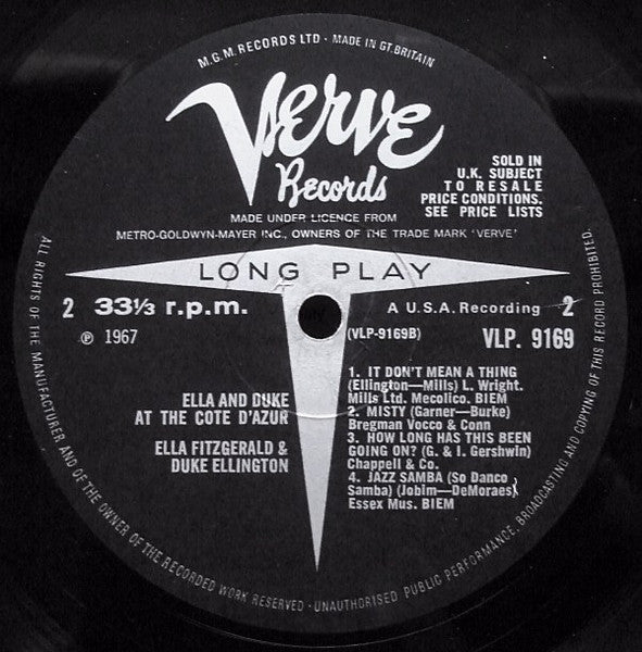 Ella Fitzgerald, Duke Ellington : Ella & Duke At The Côte D'Azur (LP, Album, Mono, Abr)