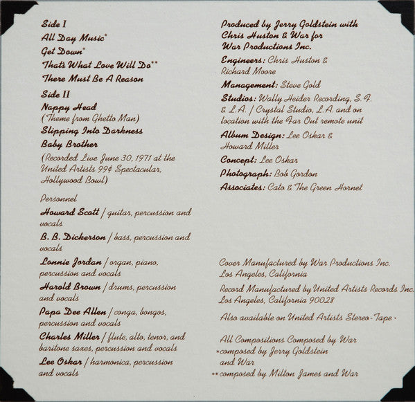 War : All Day Music (LP, Album, All)