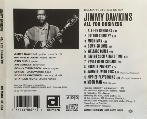 Jimmy Dawkins With Andrew Odom & Otis Rush : All For Business (CD, Album, RE)