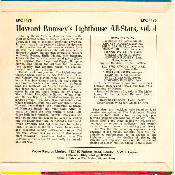 Howard Rumsey's Lighthouse All-Stars : Volume 4 (7", EP, Mono)