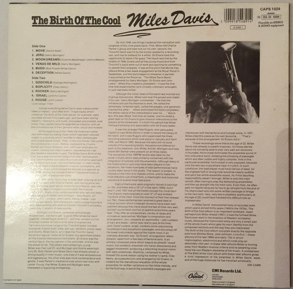 Miles Davis : Birth Of The Cool (LP, Album, Comp, Mono, RE)