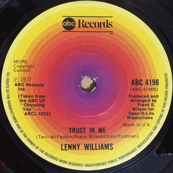 Lenny Williams : Choosing You (7", Single, Tri)