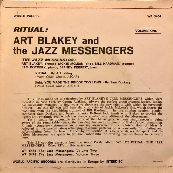 Art Blakey & The Jazz Messengers : Ritual Volume One (7", Mono)