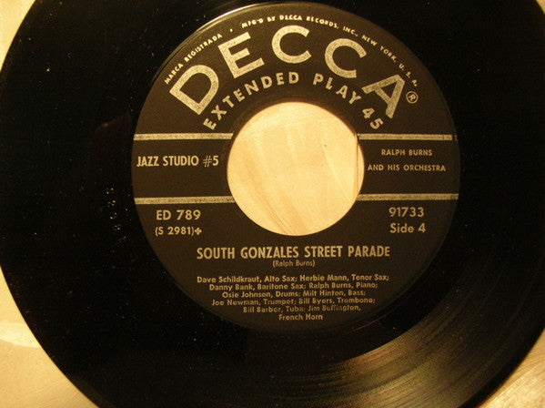 Ralph Burns And His Orchestra : Jazz Studio 5 (2x7", Album, EP, Mono, Gat)