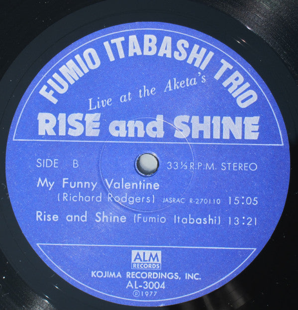 Fumio Itabashi Trio : Rise And Shine - Live At The Aketa's (LP, Album, RE)