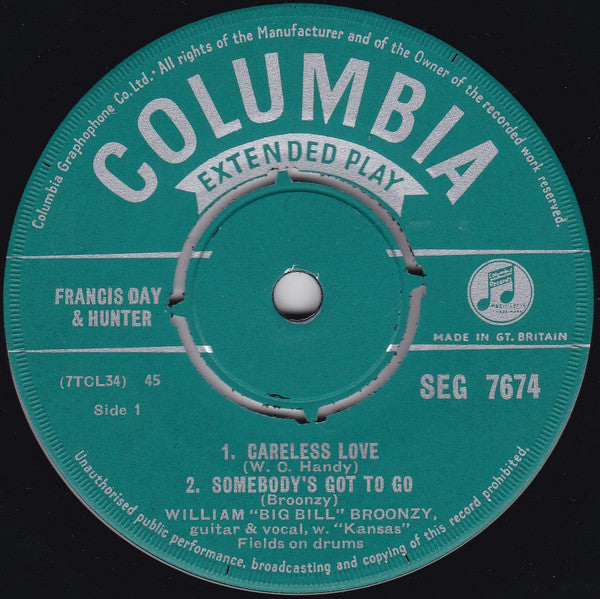 Big Bill Broonzy : Big Bill Broonzy Sings The Blues (7", EP)