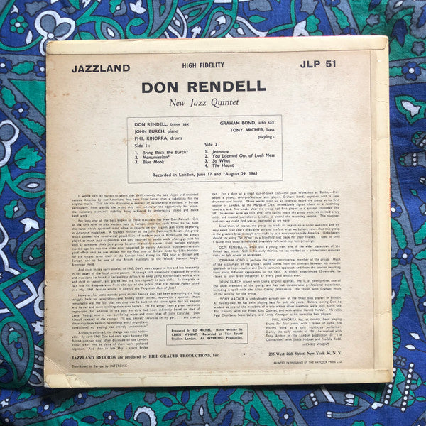 The New Don Rendell Quintet : Roarin' (LP, Album, Mono, M/Print)