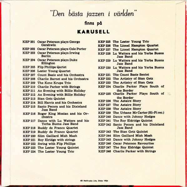 Lester Young Quintet : There'll Never Be Another You (7", EP)
