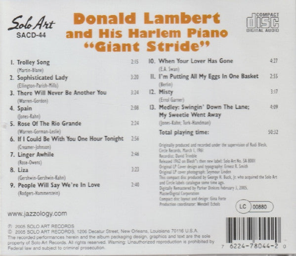 Donald Lambert : Giant Stride (CD, Album, RE, RM)