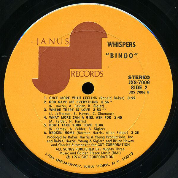 The Whispers : Bingo (LP, Album, Ter)
