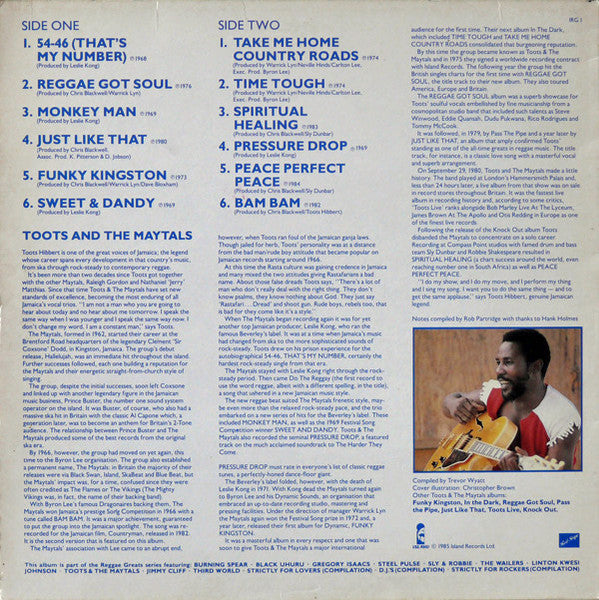 Toots & The Maytals : Reggae Greats (LP, Comp)