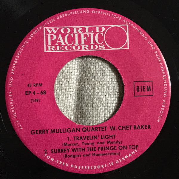 Gerry Mulligan Quartet : Reunion With Chet Baker (7", EP)