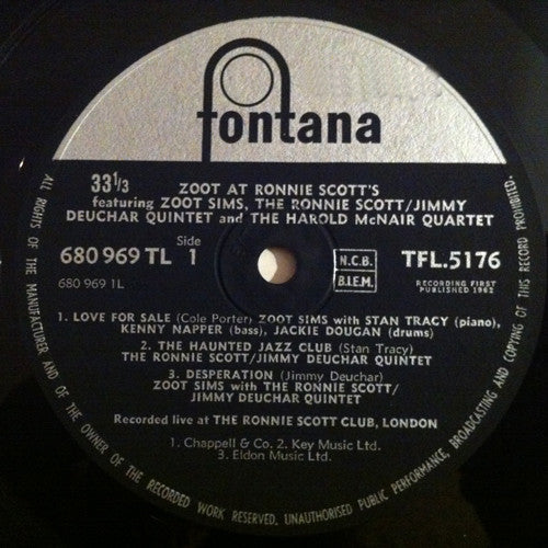 Zoot Sims : Zoot At Ronnie Scott's (LP, Album, Mono)