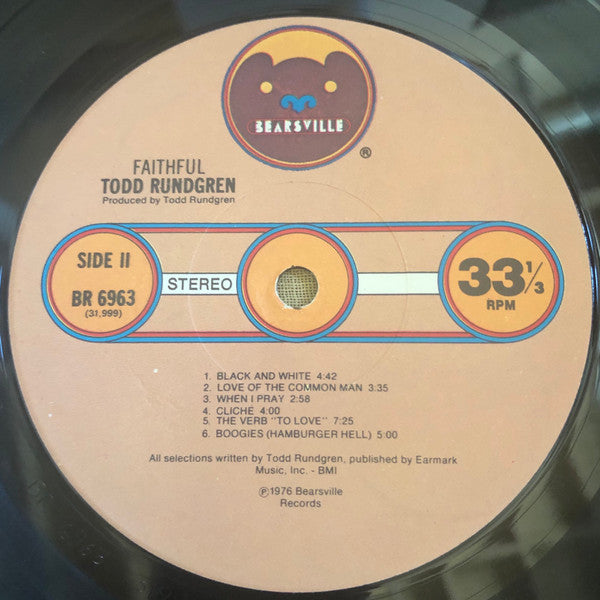 Todd Rundgren : Faithful (LP, Album, Tex)