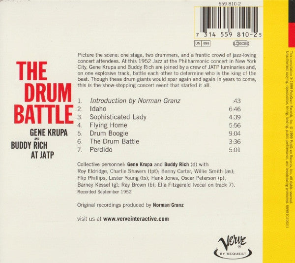 Gene Krupa And Buddy Rich : The Drum Battle At JATP (CD, Album, RE, RM, Dig)