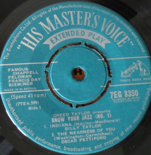 Billy Taylor -  Oscar Pettiford - Kenny Clarke - Joe Roland : Creed Taylor Presents "Know Your Jazz No. 1 - The Rhythm Section (7", EP, Mono)