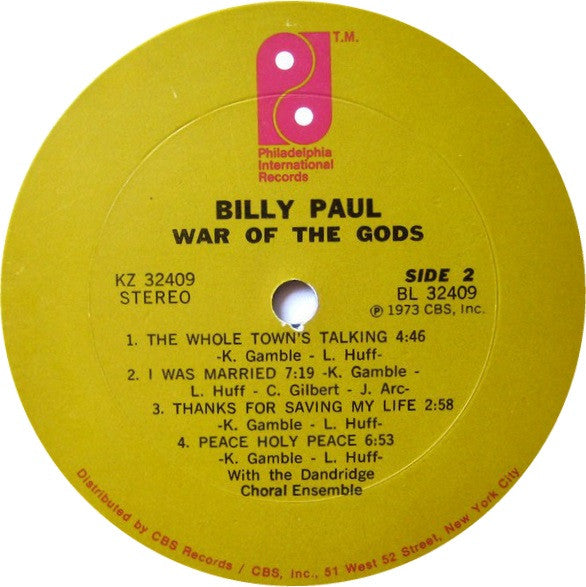Billy Paul : War Of The Gods (LP, Album, Pit)