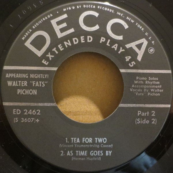 Walter "Fats" Pichon : Appearing Nightly! At The Old Absinthe House Part 2 (7", EP)