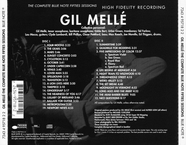 Gil Mellé : The Complete Blue Note Fifties Sessions (2xCD, Comp, Mono, Ltd)