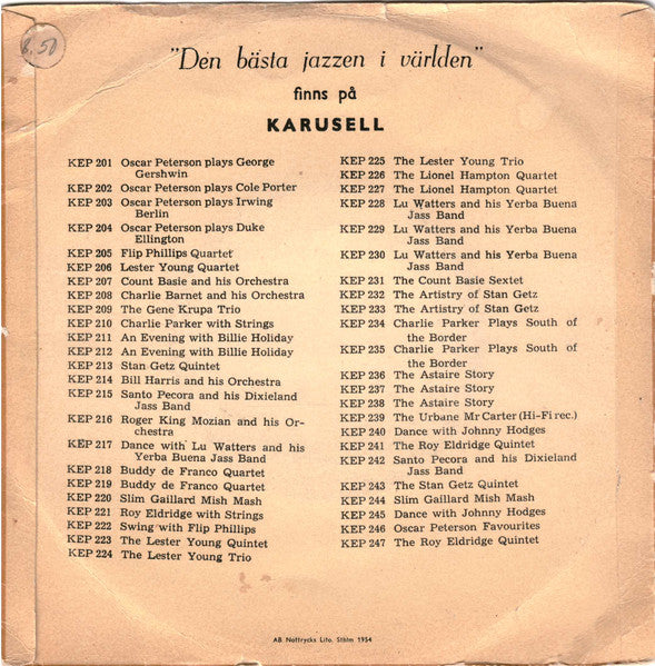Johnny Hodges : Dance With Johnny Hodges (7", EP)